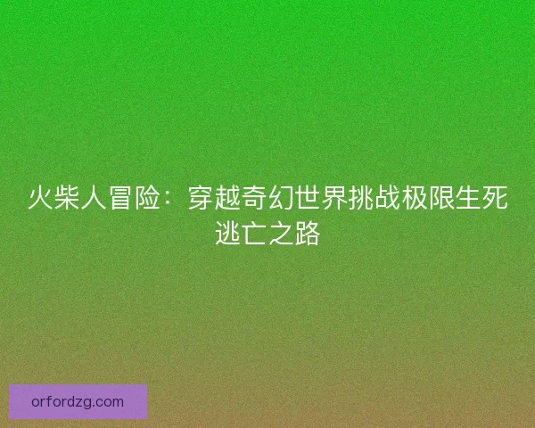 火柴人冒险：穿越奇幻世界挑战极限生死逃亡之路