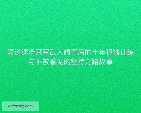 短道速滑冠军武大靖背后的十年孤独训练与不被看见的坚持之路故事