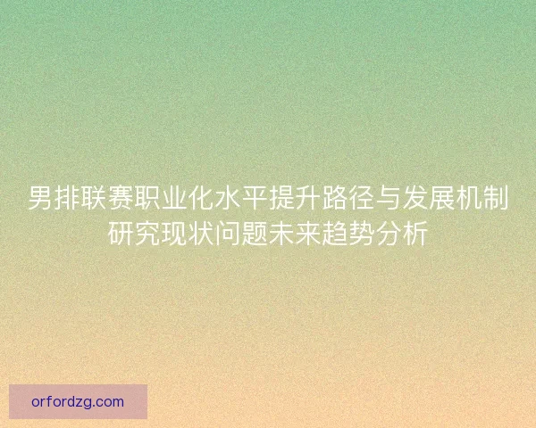 男排联赛职业化水平提升路径与发展机制研究现状问题未来趋势分析